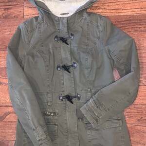 BNCI Olive Utility Coat Sherpa Lined Cozycore Gorpcore Hooded‎ Jacket Size M